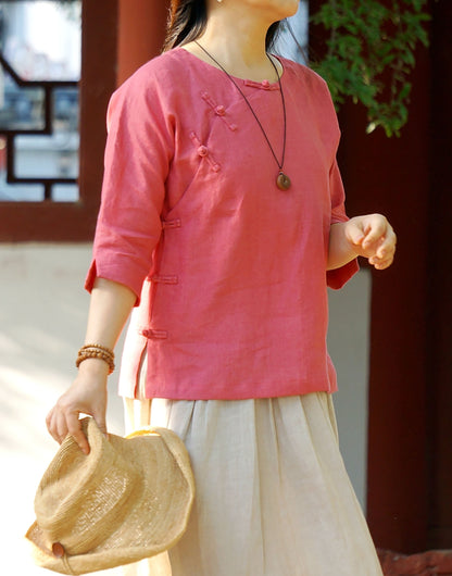 edoa Linen Cheongsam Blouse