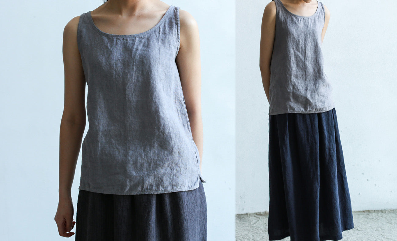 edoa White Washed Linen Tank Top