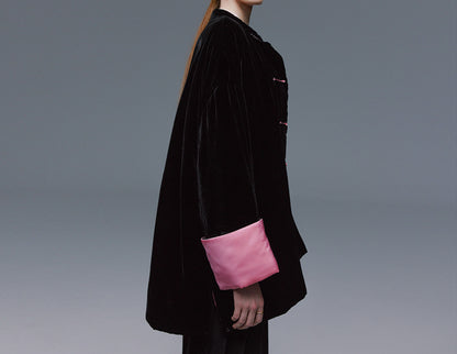 edoa Black Silk Velvet Puffer Jacket