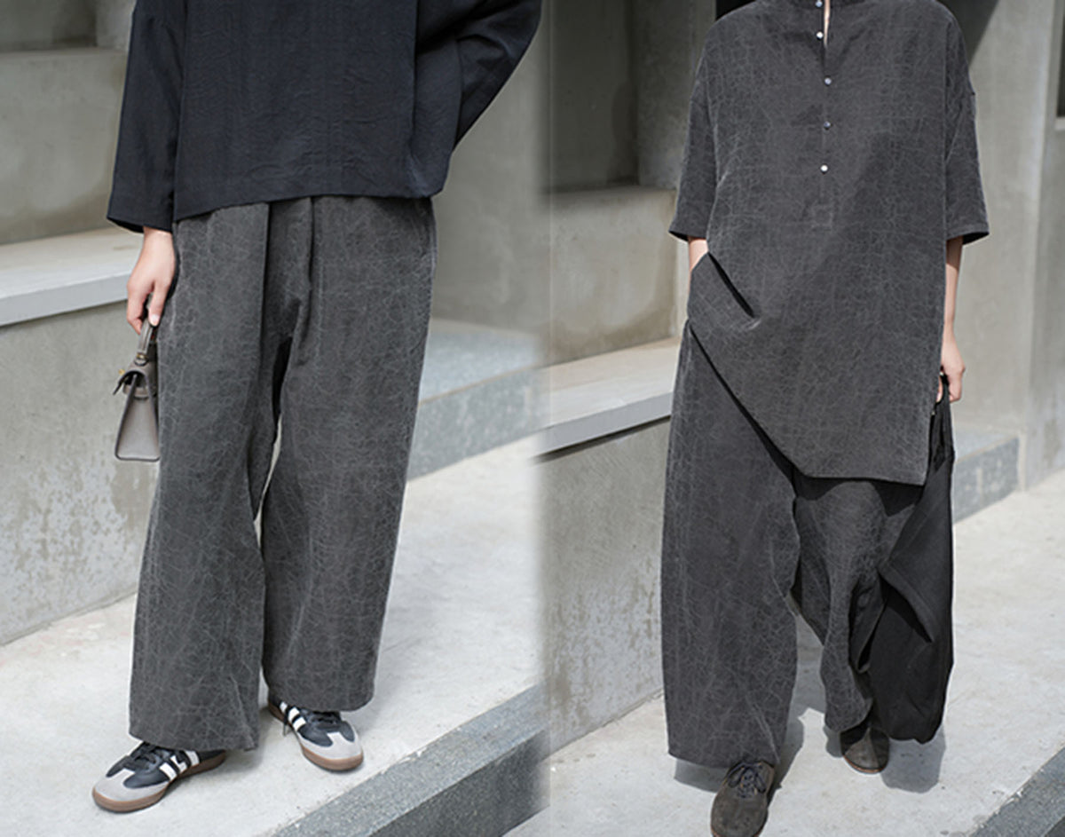 edoa Cracked Mud Silk Wide-leg Pants