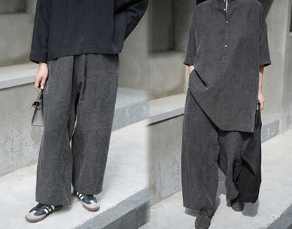 edoa Cracked Mud Silk Wide-leg Pants