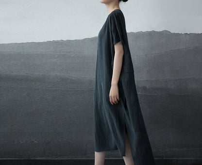 edoa Cracked Mud Silk Mock Two-piece Dress