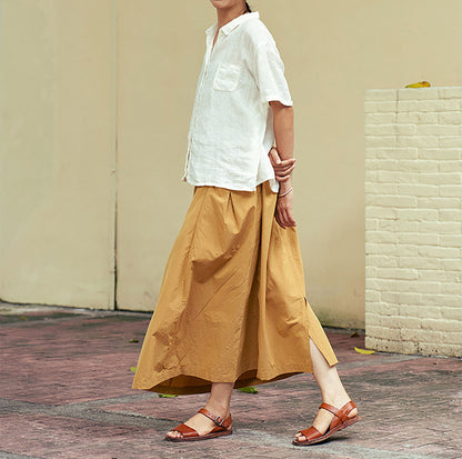 edoa Washed Linen Short Sleeve Artist Shirt 