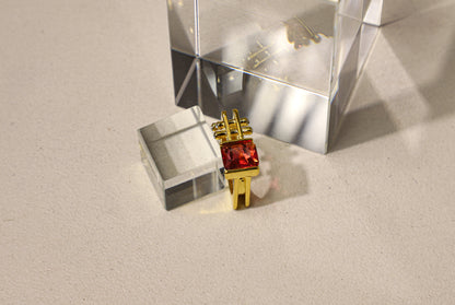 edoa Deconstructed Architectural Square Band Garnet Ring
