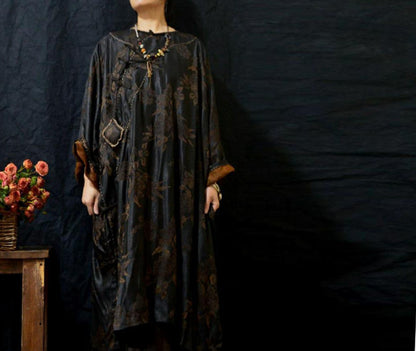 edoa Mud Silk Rayon Blend Jacquard Qipao