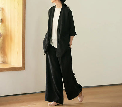 edoa Black Heavy Weight Linen Jacket