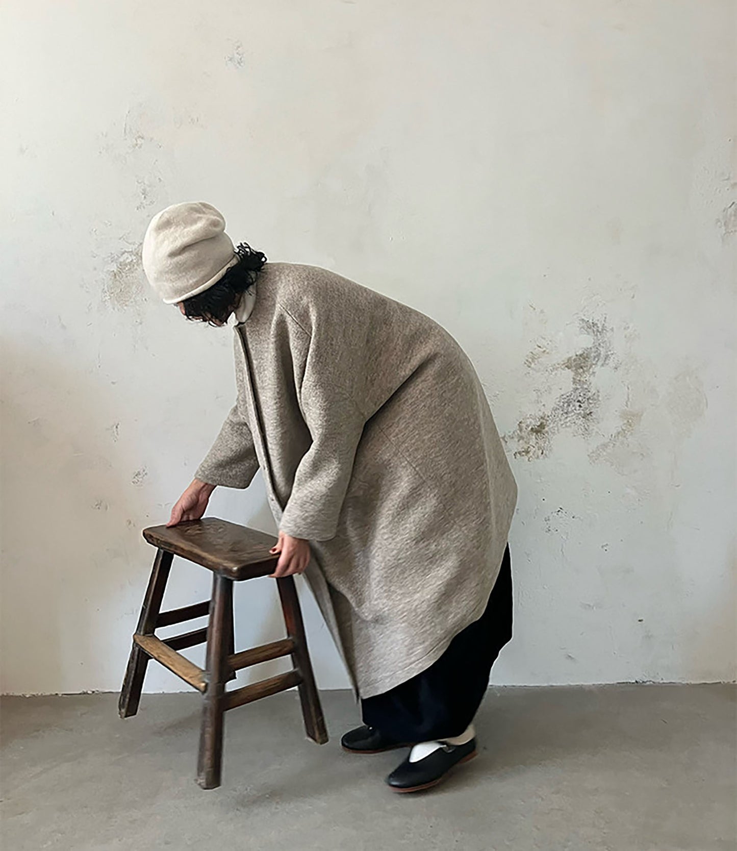 edoa Winter Boiled Wool Oversized Coat