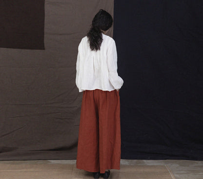 edoa Linen Wide Leg Culotte Pants