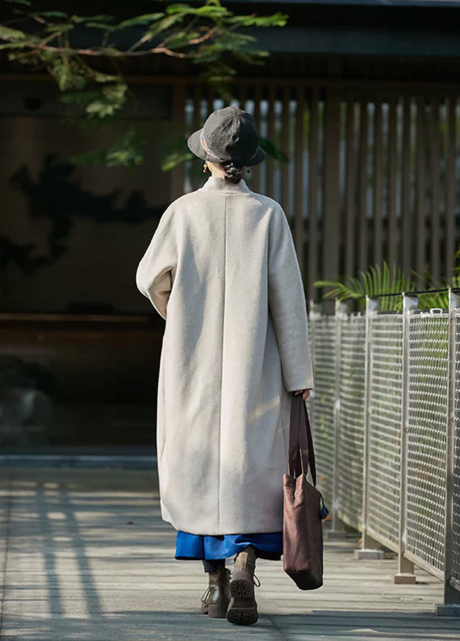edoa Reversible Double Face Wool and Mud Silk Hanfu Coat 