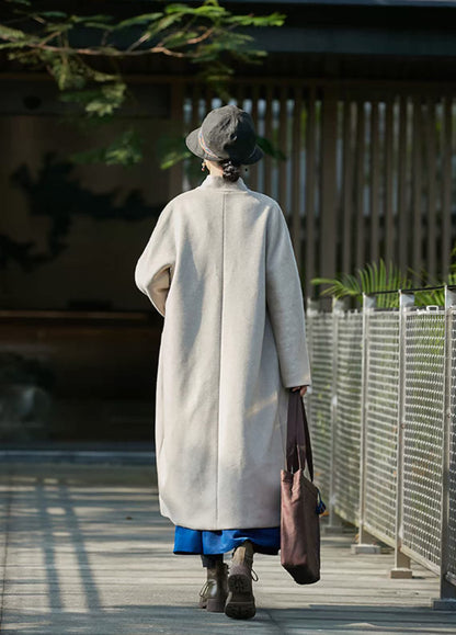 edoa Reversible Double Face Wool and Mud Silk Hanfu Coat 