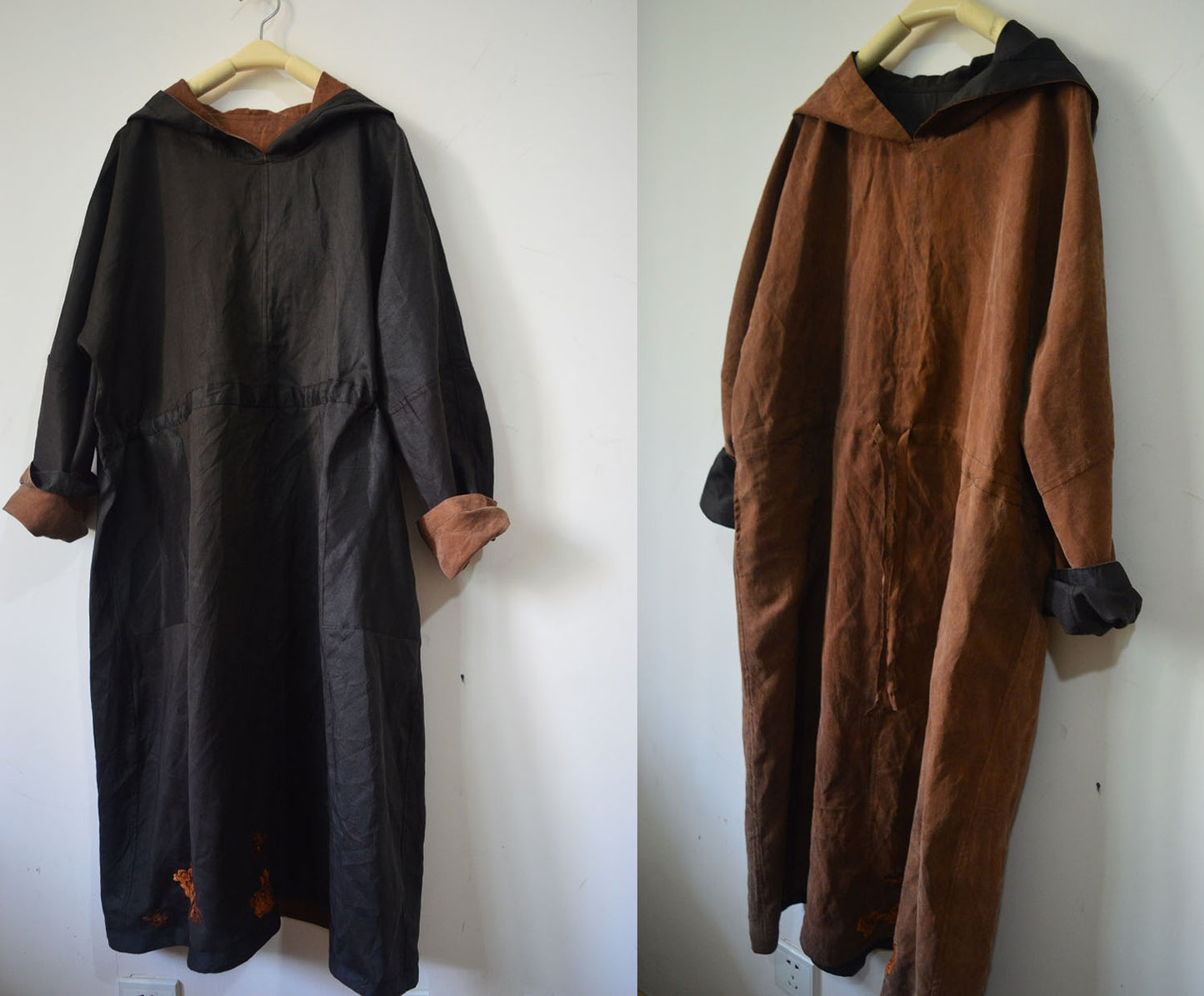 edoa Reversible Mud Silk Hooded Dress 