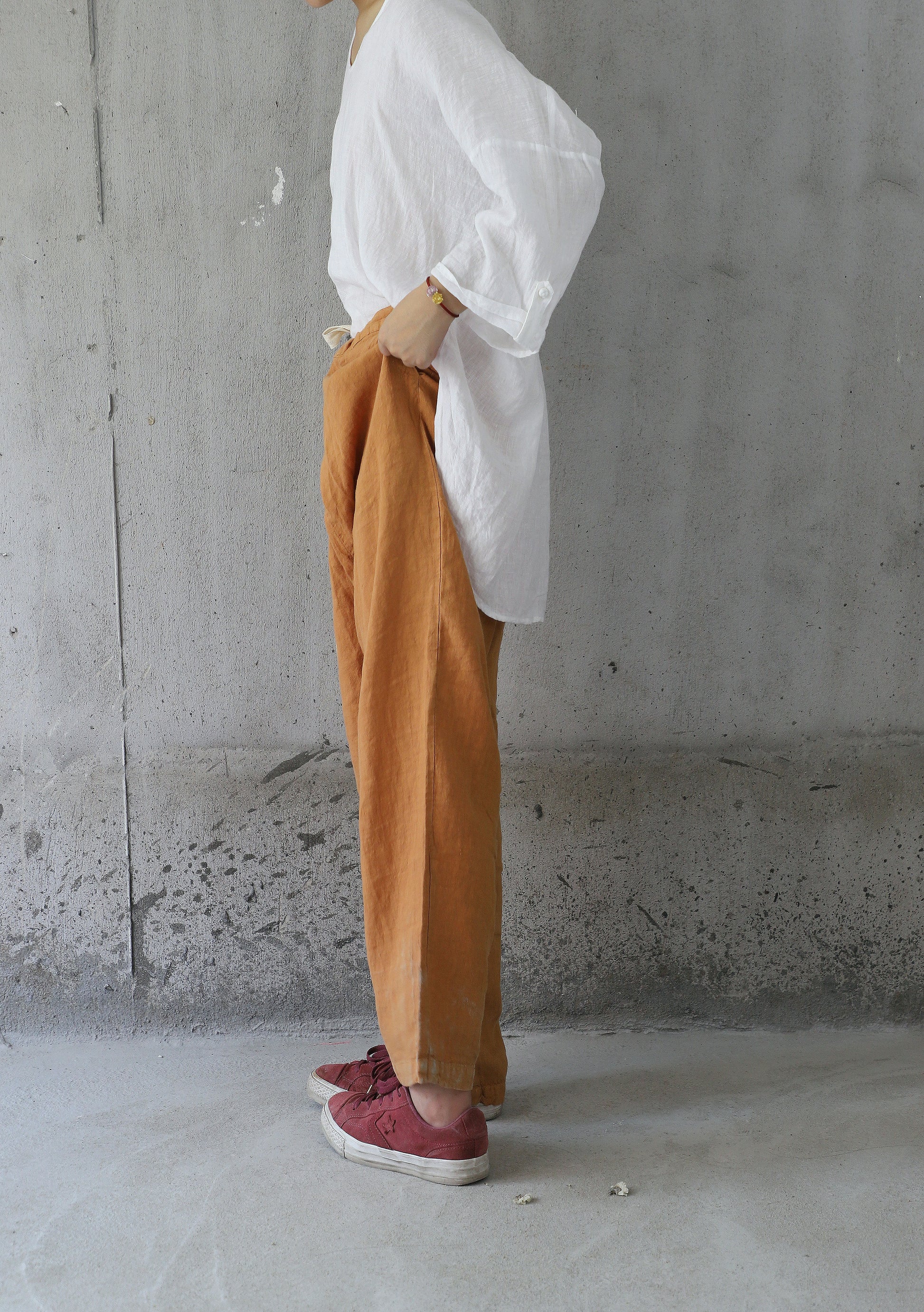 edoa High Counted French Linen Blouse