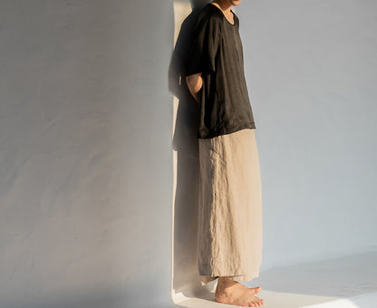 edoa Loose Fitting Mud Silk Crepe Satin Tee
