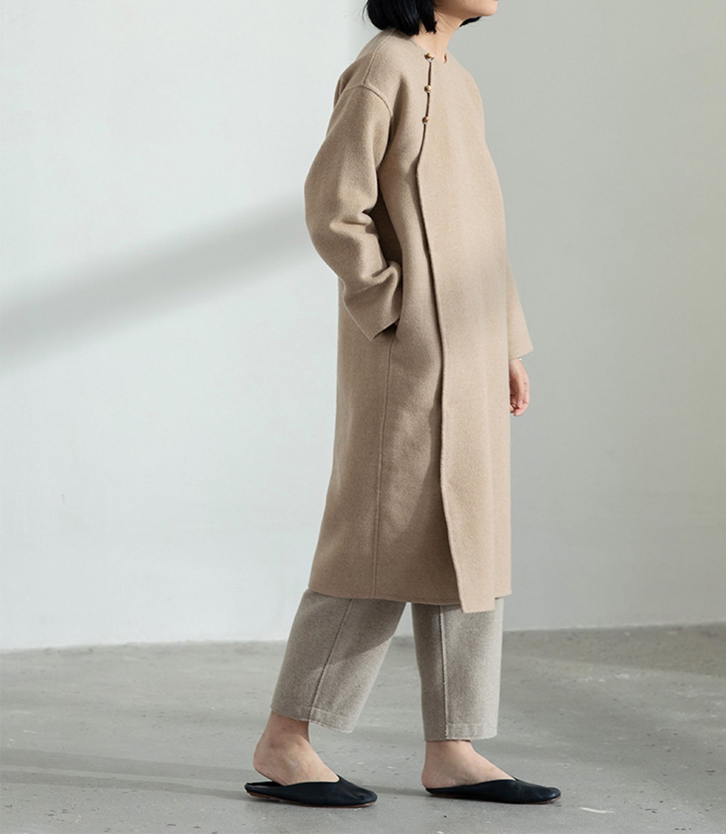 edoa Double Faced Wool Qipao Coat 