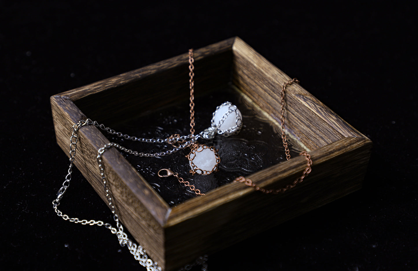edoa Captured Moon Natural White Crystal Necklace