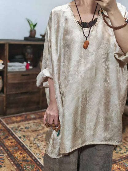 edoa Mulberry Silk Flowery Hualuo Tunic