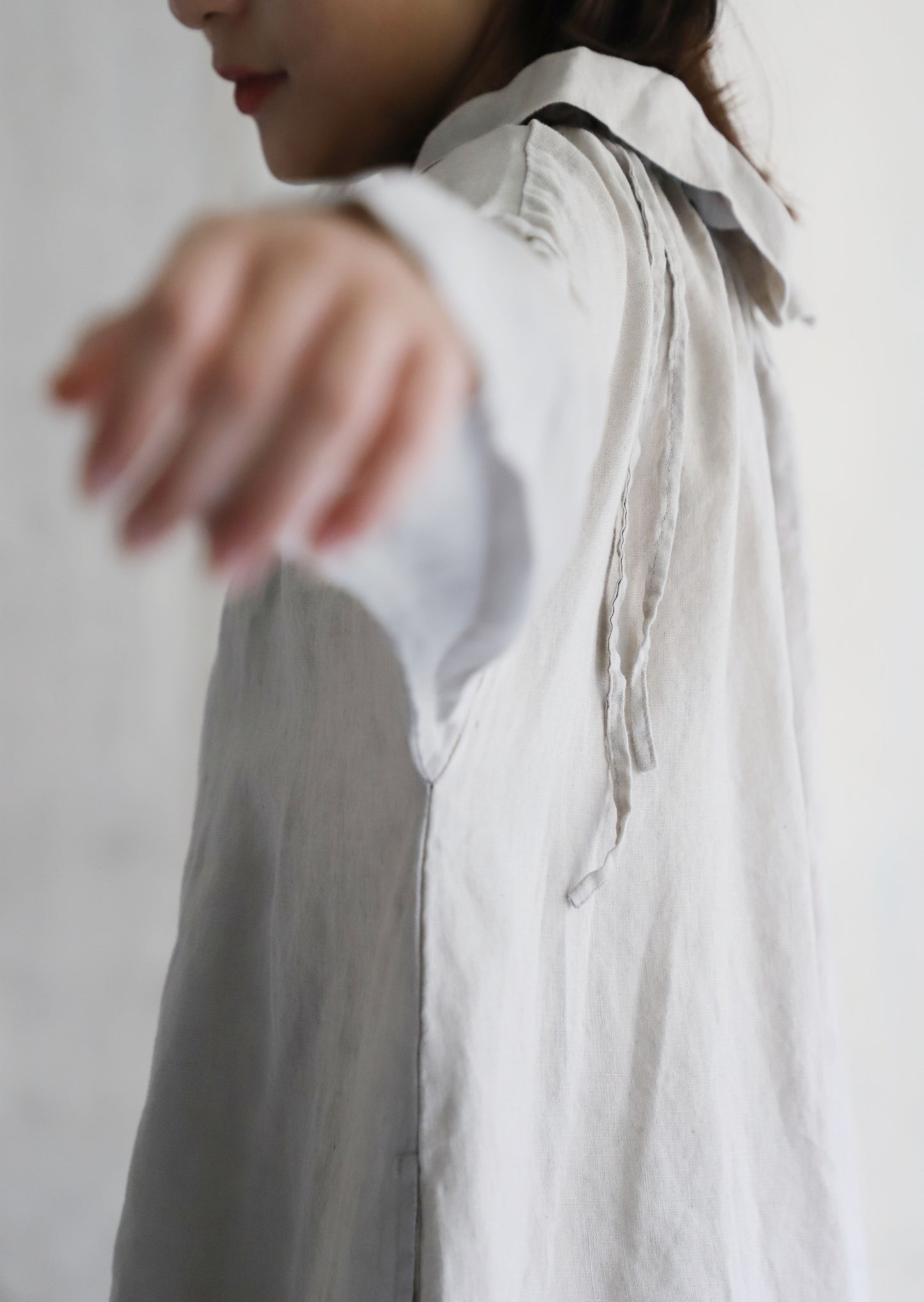 edoa Frilled Collar French Linen Princess Dress