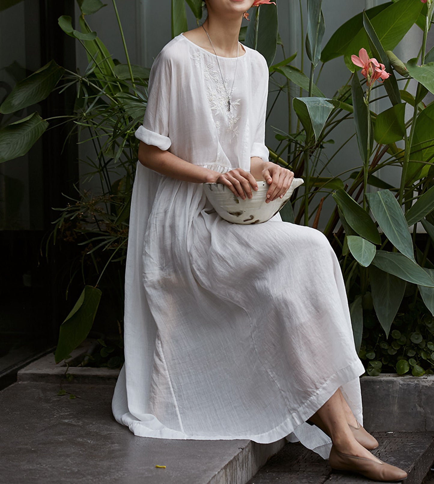 edoa High Counted Ramie Tunic Dress