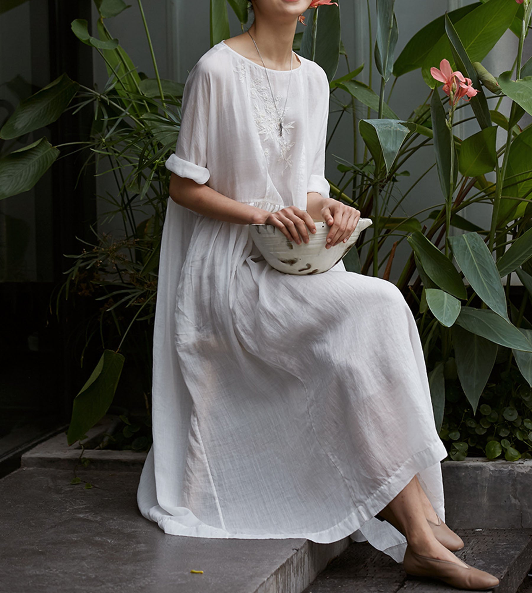 edoa High Counted Ramie Tunic Dress