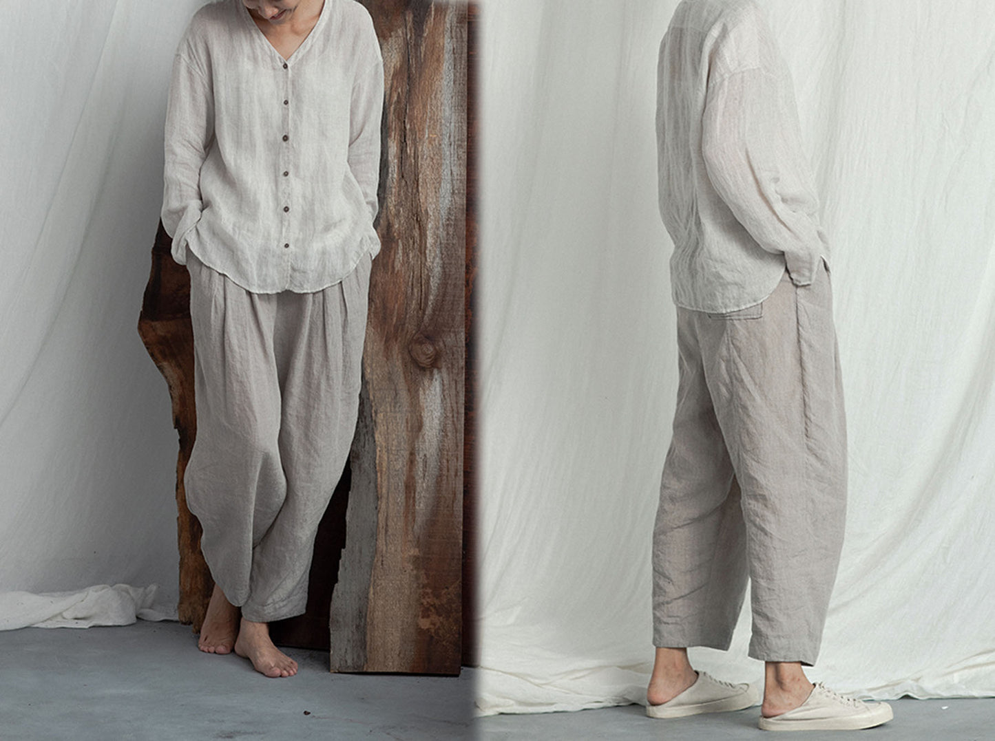 edoa Gauzy Linen Cardigan Blouse