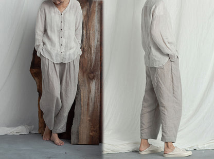 edoa Gauzy Linen Cardigan Blouse