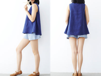 edoa Washed Ramie Trapeze Tank Top