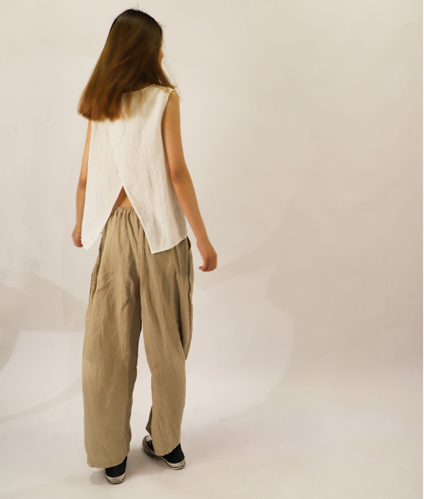 edoa Washed Linen Cross Back Tank
