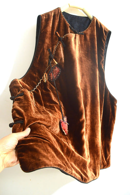 Mud Silk Velvet Padded Chinese Vest to0169 X302