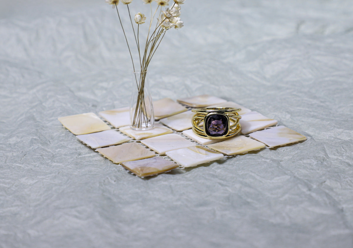 edoa Vinatge Wire Wrapping Square Amethyst Ring