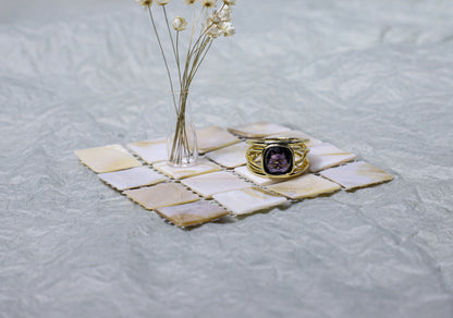 edoa Vinatge Wire Wrapping Square Amethyst Ring