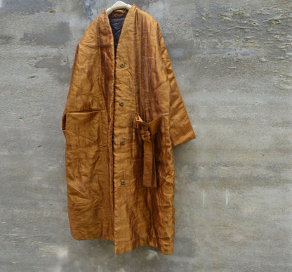 edoa Distressed Dupioni Silk Quilted Coat