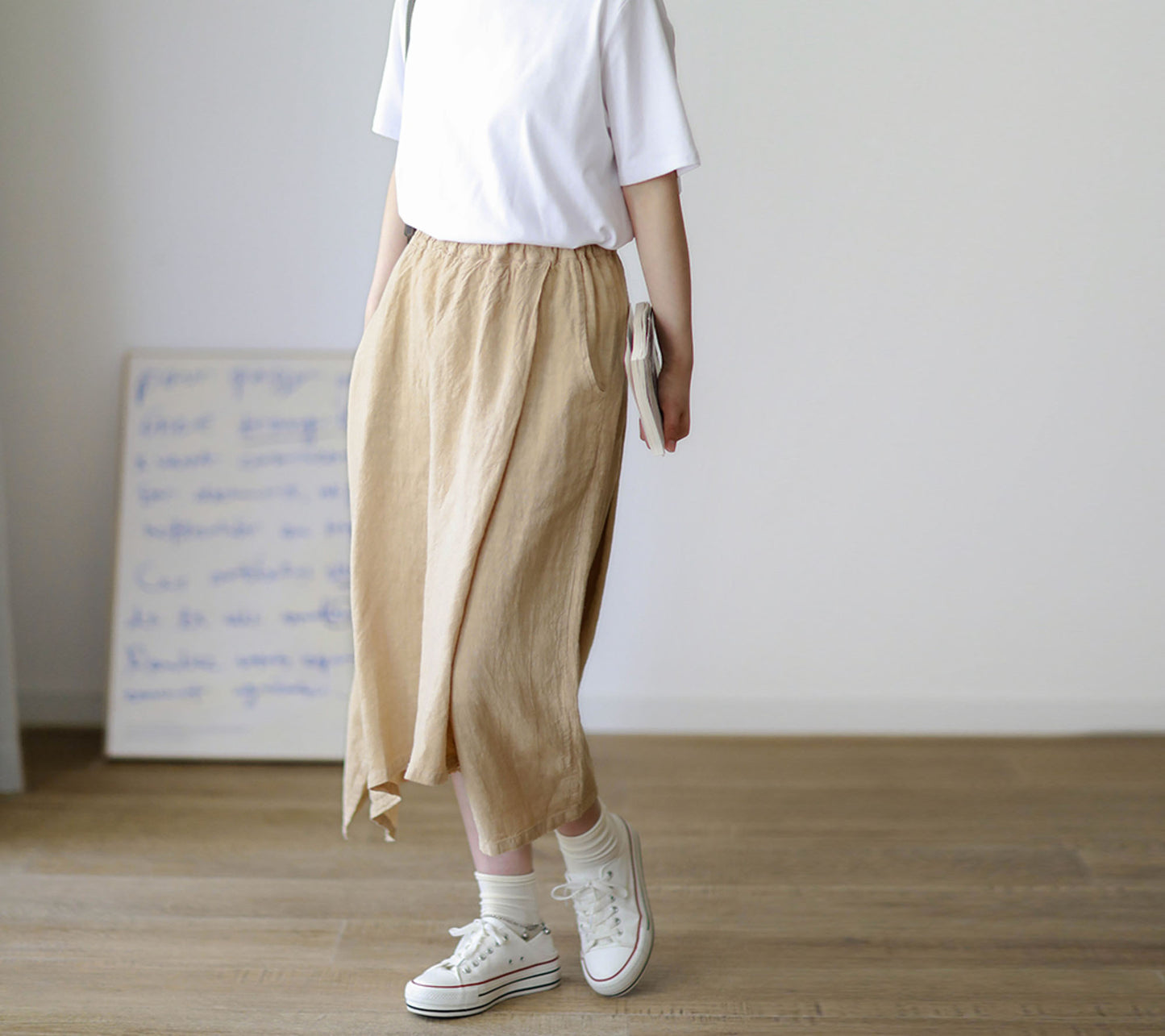 edoa Linen Asymmetric Skants 