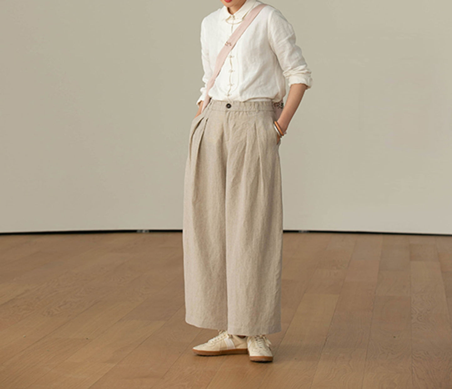 edoa Washed Linen Modified Chinese Blouse