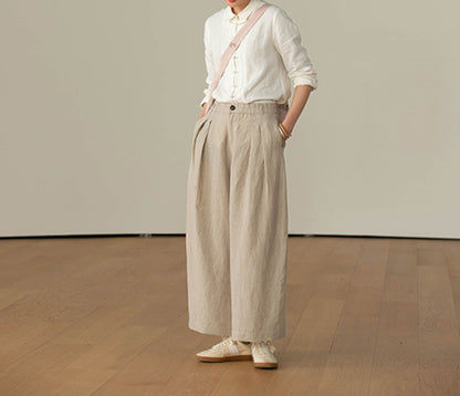 edoa Washed Linen Modified Chinese Blouse