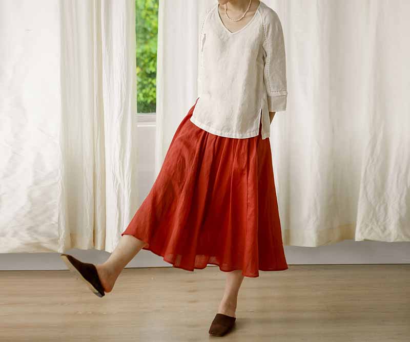 edoa Off White Linen Blouse