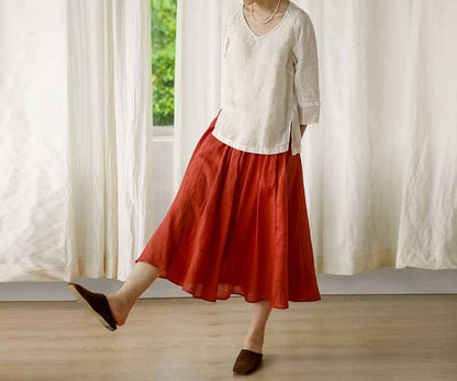 edoa Off White Linen Blouse