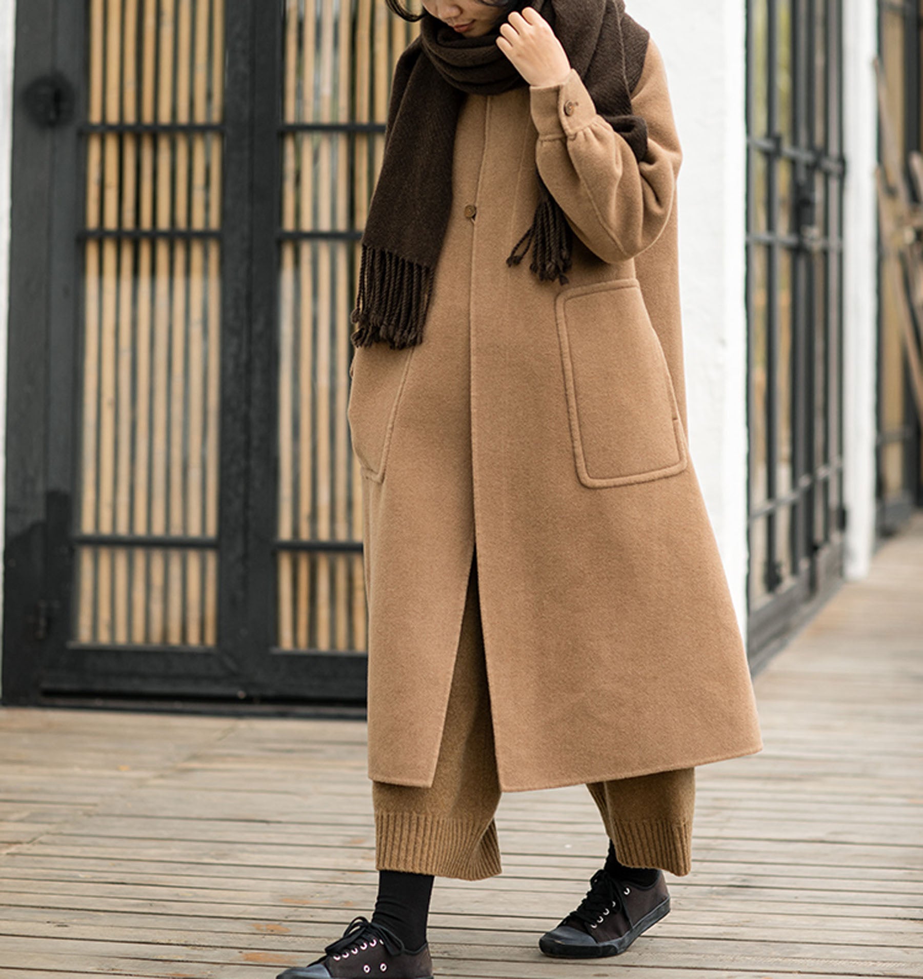 edoa Double Faced Wool Camel Hair Coat 