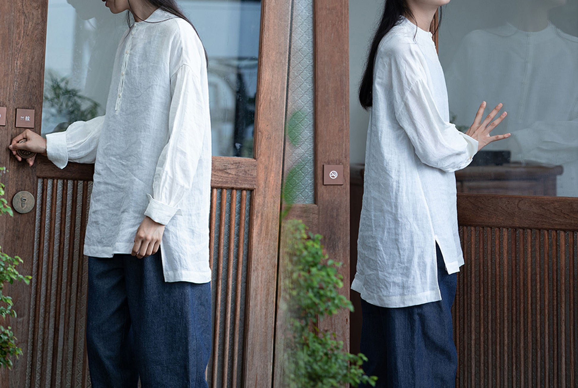 edoa Modified Washed Linen Cheongsam Top