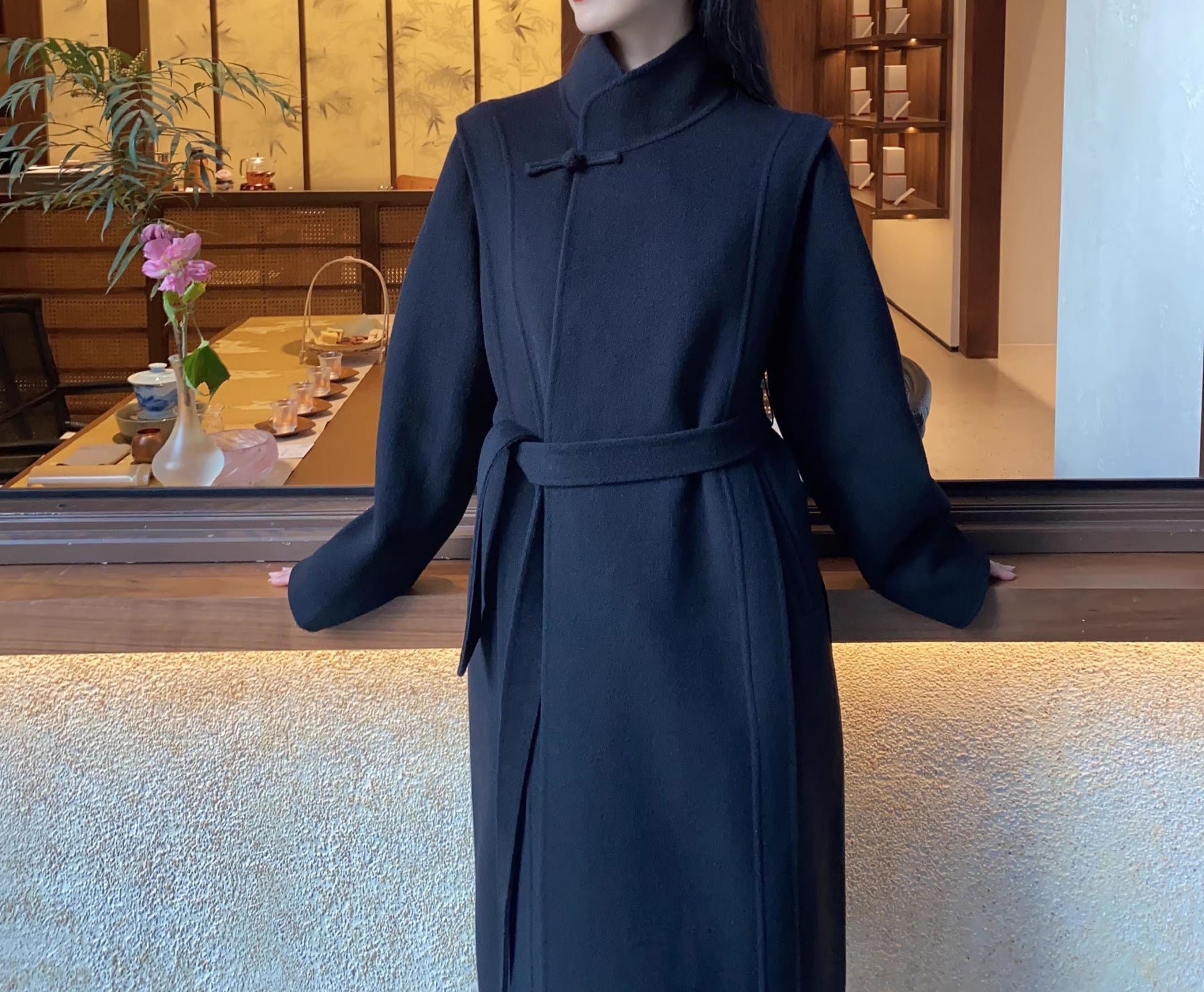 edoa Double Faced Wool New Chinese Style Coat