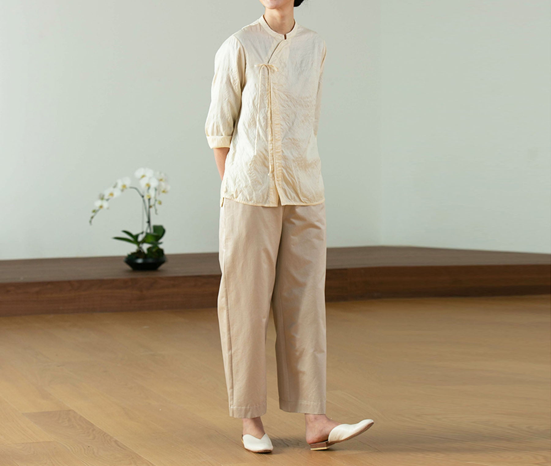 edoa Tussah Silk Chinese Blouse 