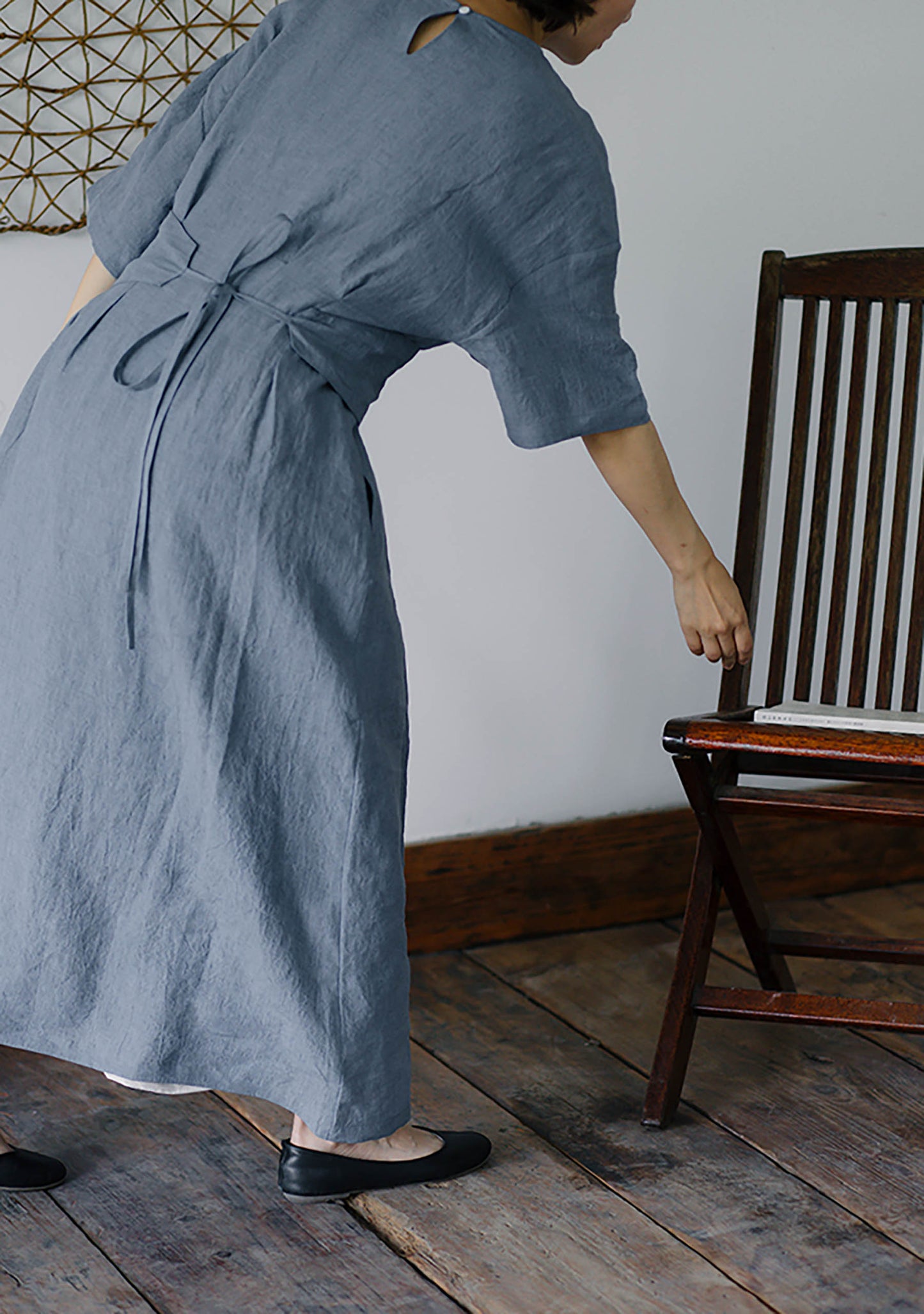 edoa Linen Kaftan Dress with Detachable Belt