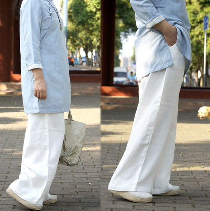 edoa Washed Linen Wide Leg Pants