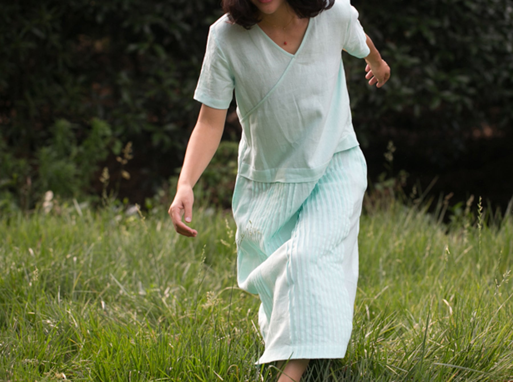 edoa Low Waist Pintucked Linen Dress