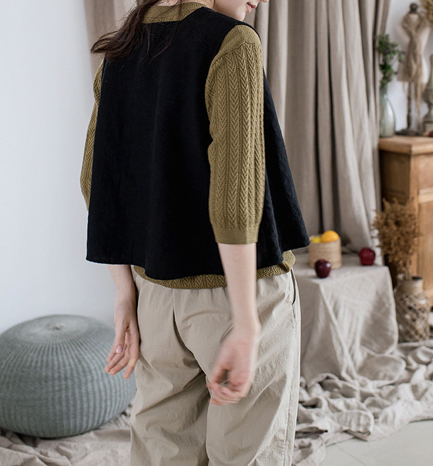 edoa Heavy Weight Washed Linen Vest 