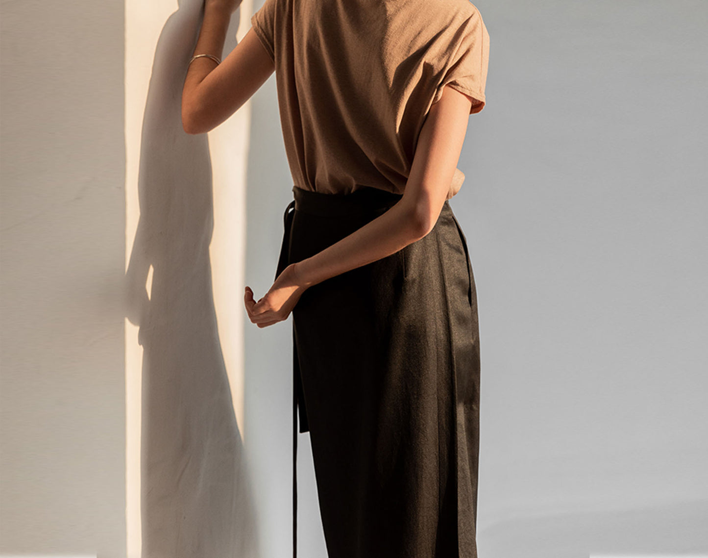 edoa Mud Silk Crepe Satin Wrap Skirt 