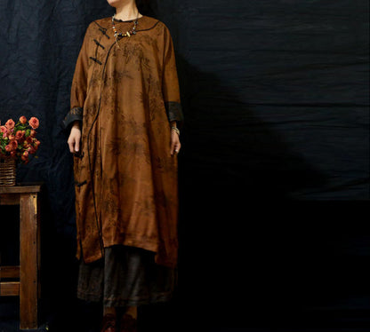 edoa Mud Silk Rayon Blend Jacquard Qipao