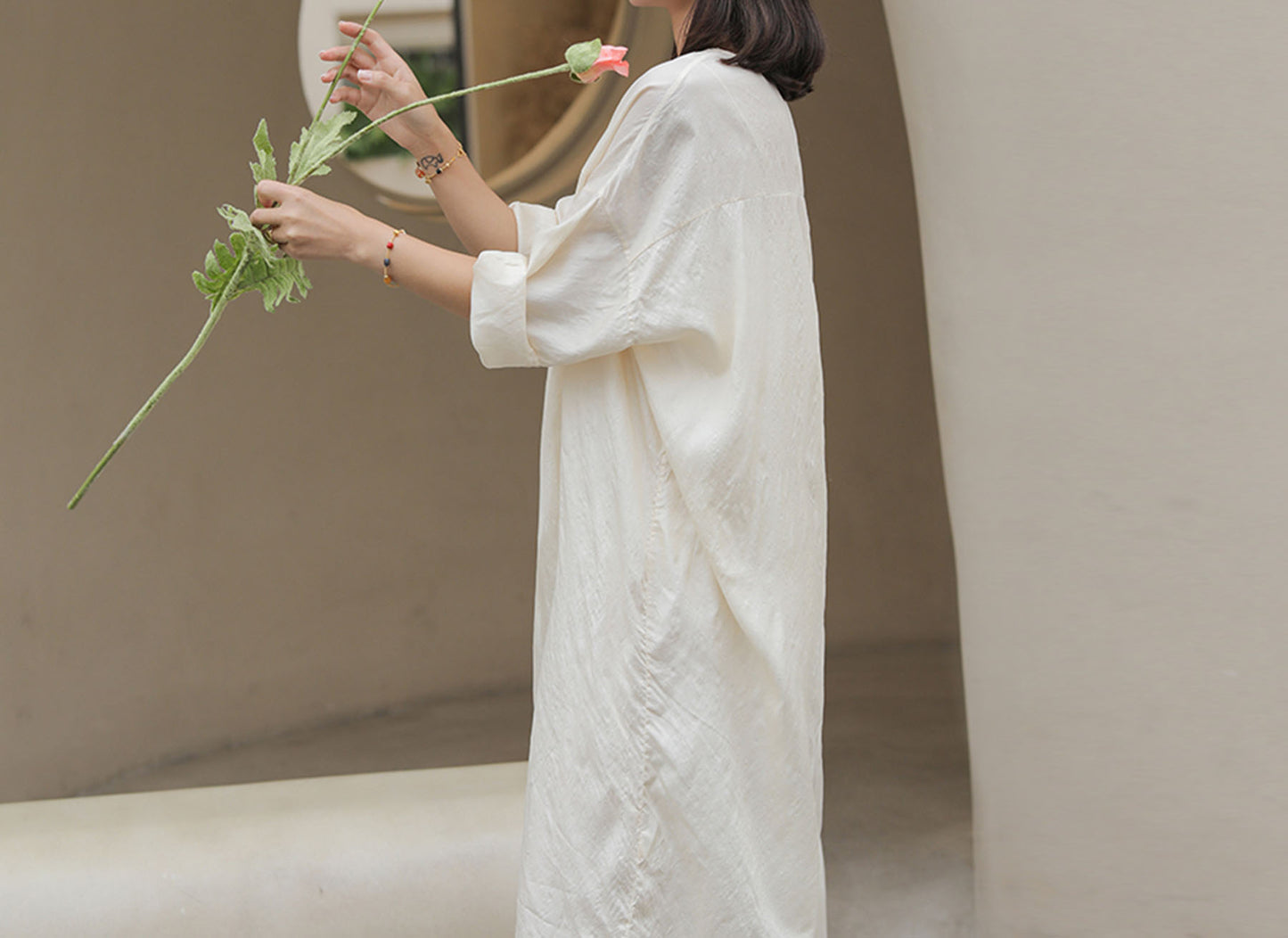 edoa Minimalist Tussah Silk Tunic Dress