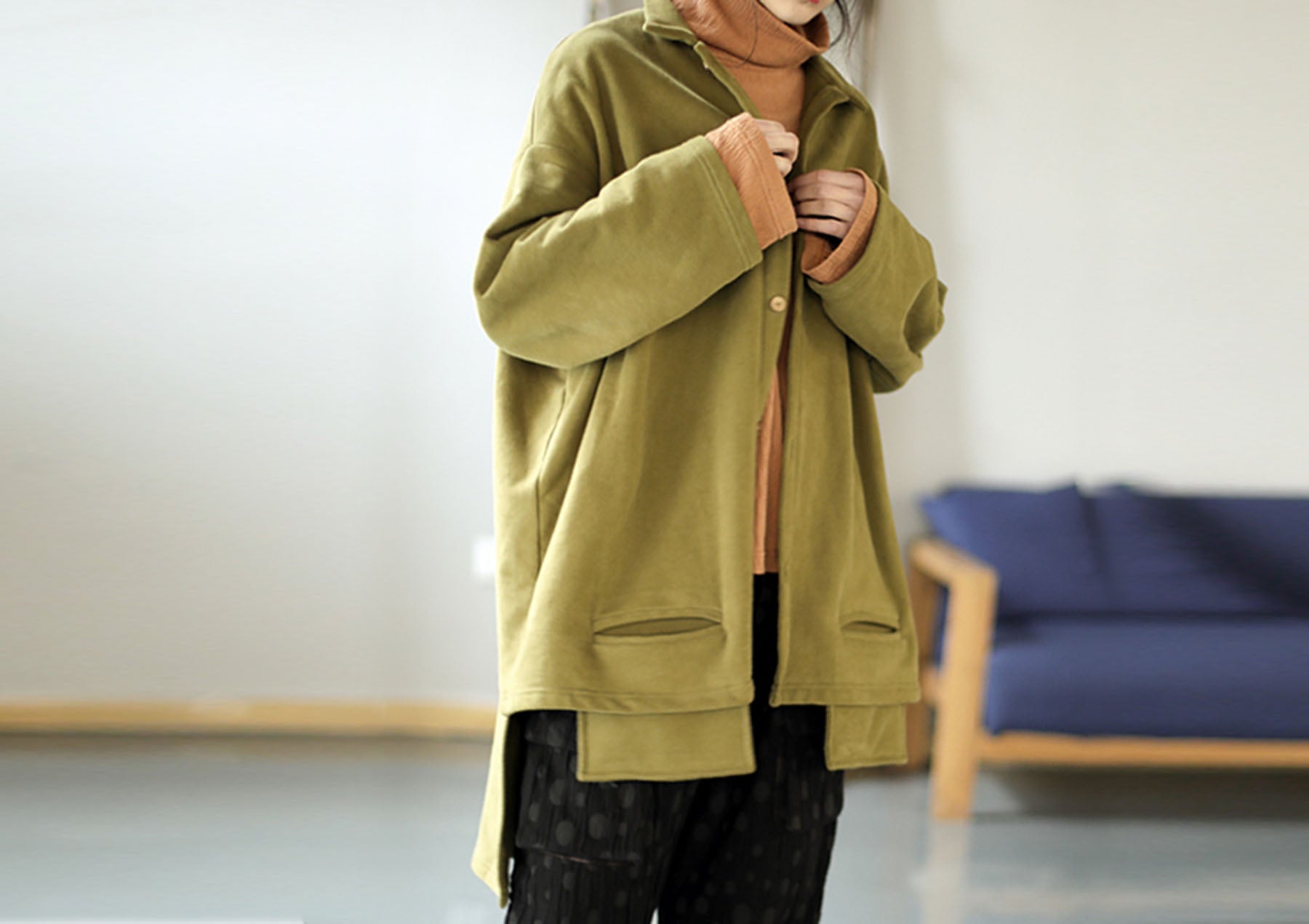 edoa Loose Unisex Cotton French Terry Jacket