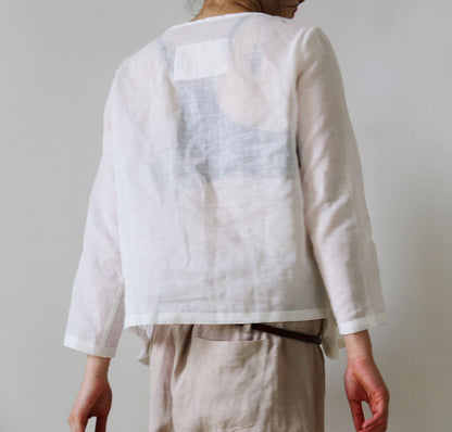 edoa Linen Cotton blend Pleated Top