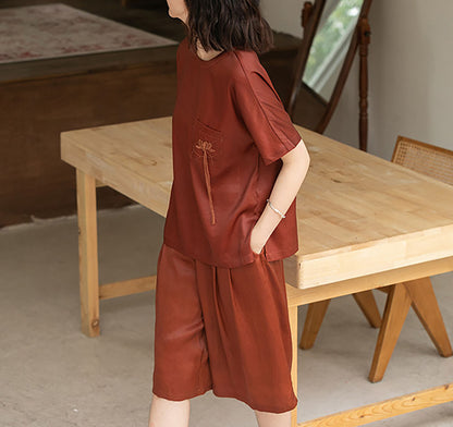 edoa Mud Silk Satin Short Sleeve Tee